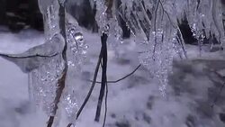 Ice formation on stream Stock Footage