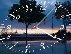 Daybreak with Fast Running Clock Stock Footage