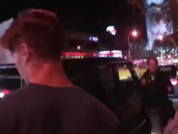Patrick Schwarzenegger on Phone departing Pearl's Stock Footage