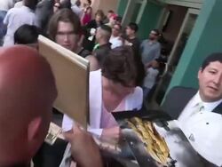 RJ Mitte greets fans at A Conversation With Breaki Stock Footage