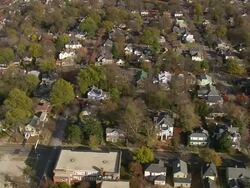 MS AERIAL Shot of Historic Oakwood District / North Carolina, United States Stock Footage