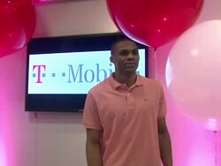 Russell Westbrook at the Russell Westbrook Greets Fans At T-Mobile And Gears Up For NBA All-Star 2011 In Los Angeles at Los Angeles CA. (Footage by WireImage Video/GettyImages) Stock Footage