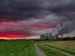 Sunset over Power Station Stock Footage