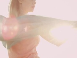 Woman wirth scarf on sunset Stock Footage