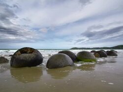 Moeraki Boulders New Zealand Stock Footage