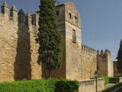 WS Roman city wall with defense tower Stock Footage