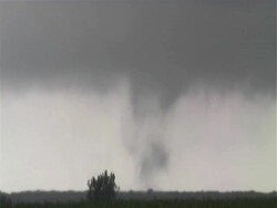 Tornado starts to form, whisps of clouds swirl around, WA, Webb City, Iowa, USA Stock Footage