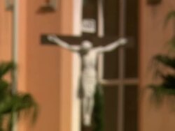 MS Crucifix on Church wall / Capetown, Western Cape, South Africa Stock Footage