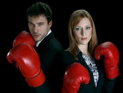 HD: Two Executives In Boxing Position Stock Footage