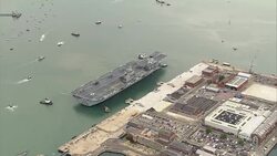 HMS Queen Elizabeth in Portsmouth Aerials News Clip