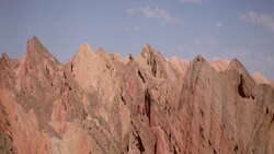 View of rainbow mountains in Zhangye Danxia Landform, China Stock Footage