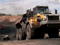 truck transporting coal in a coal mine Stock Footage