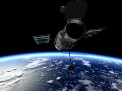 3D animation showing the Hubble Space Telescope over the Earth Stock Footage