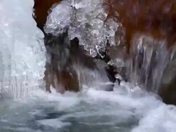 HD Icy River with Falling Water Close-up 4:2:2 (Loopable) Stock Footage