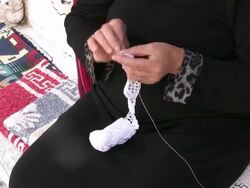Crete, crocheting traditional handicraft Stock Footage
