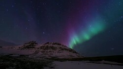 4K Time-lapse: Northern Light Aurora Borealis at Kirkjufell Iceland Stock Footage