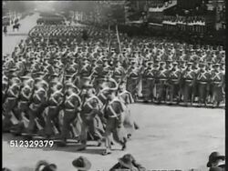 1917: WILSON SECOND INAUGURATION: West Point Cadets marching in formation on Pennsylvania Avenue. President Woodrow Wilson (1856-1924) & Edith standing in reviewing stand. WS Brigade of Midshipman marching in parade. (slightly over speed) Instructional Video