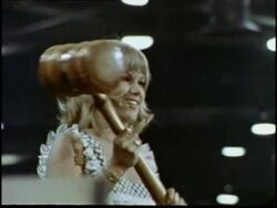 A delegate pounds a giant wooden gavel at the 1972 Democratic National Convention in Miami Beach, Florida. News Clip