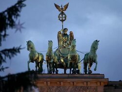 Brandenburg Gate with christmas tree Stock Footage