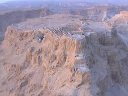 Aerial Masada at sunrise, Judea Desert, Israel Stock Footage