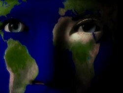 Beautiful girl WORLD map face painted Stock Footage