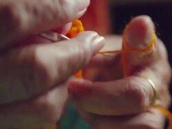 beautiful elder hands knitting close up Stock Footage