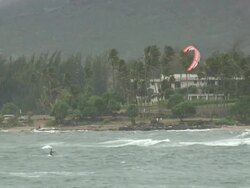 Kitesurfing / Kiteboarding in Rugged, Winter, Stormy Conditions Stock Footage