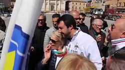 Matteo Salvini in L'Aquila Stock Footage