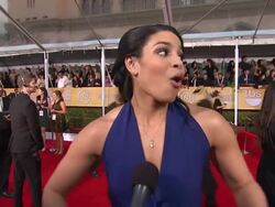 INTERVIEW - Jordin Sparks on who designed her dress, how she wound up at the show at the last minute & her favorite TV shows & movies right now at 19th Annual Screen Actors Guild Awards - Arrivals 1/27/2013 in Los Angeles, CA. Stock Footage