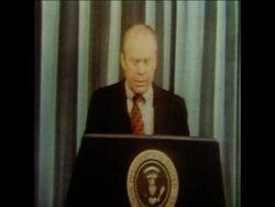 SYND 27 2 75 US PRESIDENT FORD SPEAKING AT PRESS CONFERENCE IN HOLLYWOOD Instructional Video