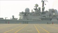 HMS Bulwark sailing out of Beirut Port News Clip