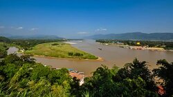 The region of the Golden Triangle, Place on the Mekong River, which borders three countries - Thailand, Myanmar and Laos. Time lapse Stock Footage