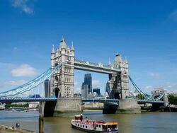 Tower Bridge, London, England in summer with time-lapse Stock Footage
