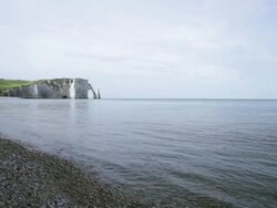 Etretat Left Cliff and beach LV - HD Stock Footage