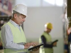 Using Digital Tablet For An Inventory In Warehouse Stock Footage