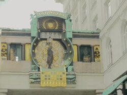 Ankeruhr Clock in Hoher Market.Close up shot Stock Footage