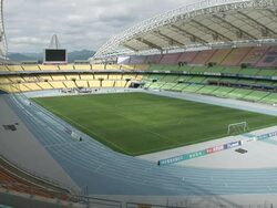 WS PAN View of Daegu Stadium (Sports Complex) / Daegu, South Korea Stock Footage