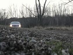 MS Two young man driving truck on snowy and rural road during day / Stillwater, Minnesota, United States Stock Footage