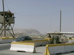 WS View of guards posted outside checkpoint / Bethlehem, Palestine, Israel Stock Footage