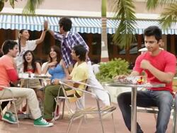 Group of friends enjoying in the cafeteria Stock Footage