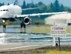 Airplane on runway Stock Footage