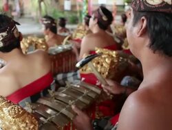 CU Men playing slenthem AUDIO / Bali, Indonesia Stock Footage