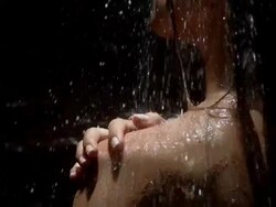 HD Super Slow-Mo: Young Sensual Woman Taking A Shower Stock Footage