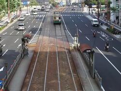 MS Station of tram in Hiroshima / Hiroshima, Japan Stock Footage