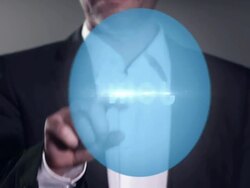 Businessman pressing virtual "join" button Stock Footage