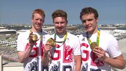 Ed Clancy, Steven Burke and Owain Doull Posing With Rio 2016 Gold Medals News Clip