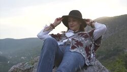 At the top of the mountain Stock Footage