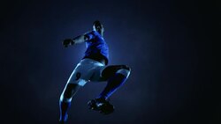 Soccer Player Kicking Ball Stock Footage