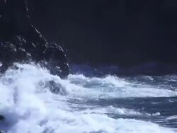 MS, waves braking on cliff rocks, Puerto de Santiago, Tenerife, Canary Islands, Spain Stock Footage