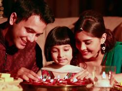 Family celebrating diwali festival Stock Footage
